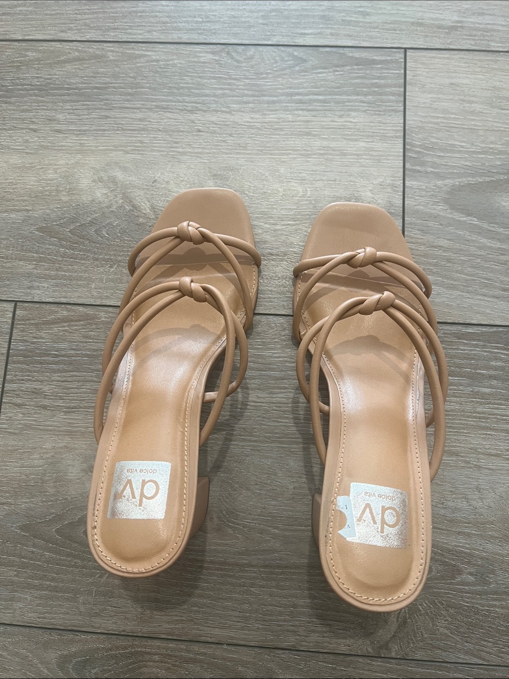 DV by Dolce Vita Tan Knotted Strap Square-Toe Mules